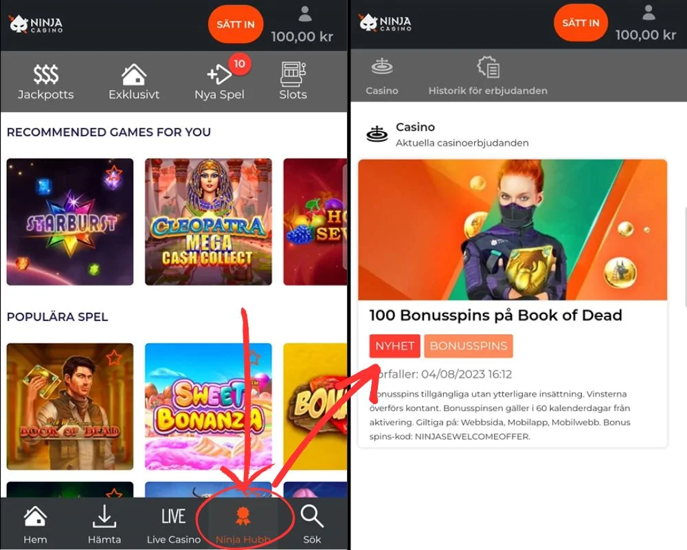 Ninja Casino bonusregler och omsättningskrav